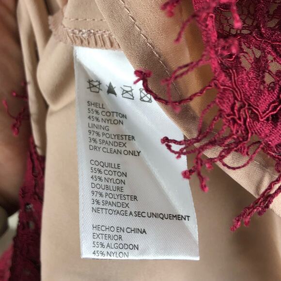 MAEVE ANTHROPOLOGIE Elsa Red Lace Peplum Mini Dress Size Medium Lined - Picture 6 of 6